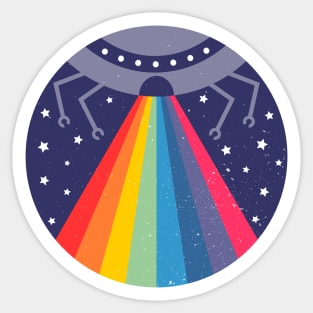 Alien Abduction Rainbow Sticker